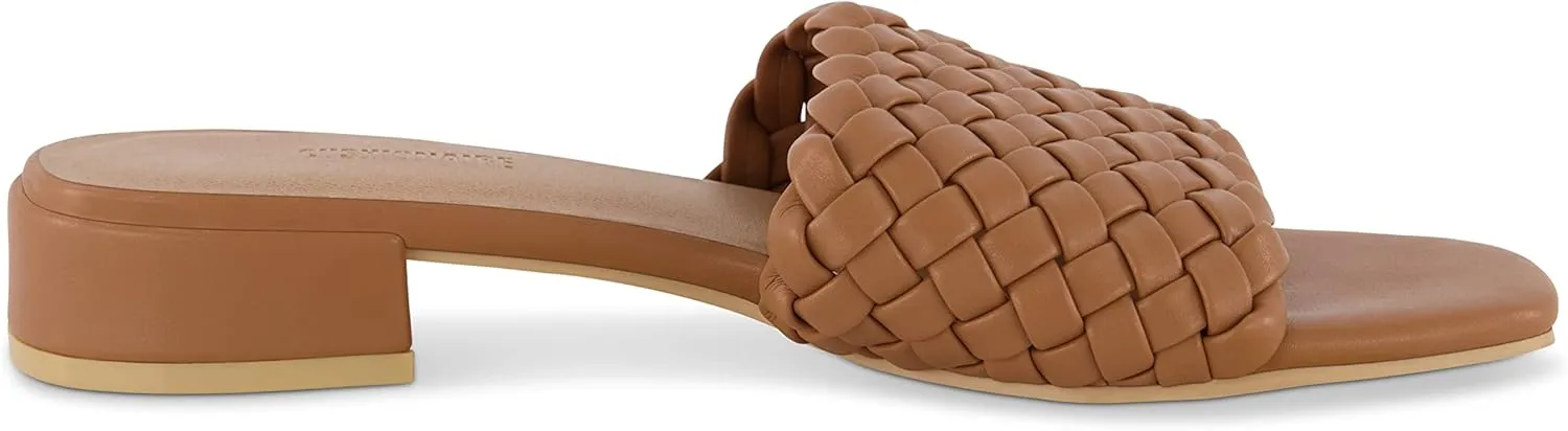 CUSHIONAIRE Women's Nerida woven low block heel sandal  Memory Foam