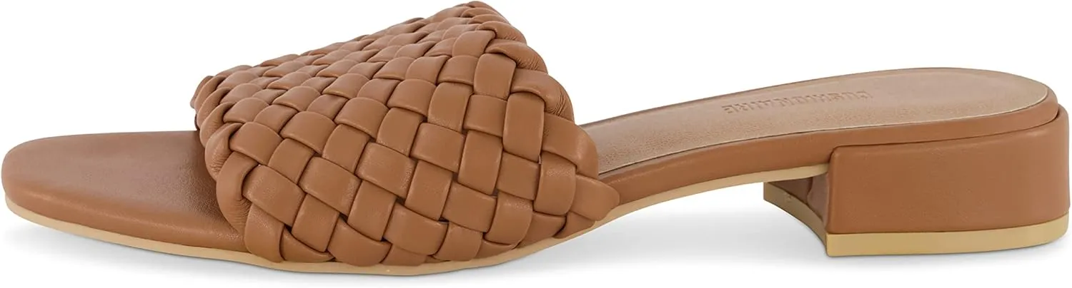 CUSHIONAIRE Women's Nerida woven low block heel sandal  Memory Foam