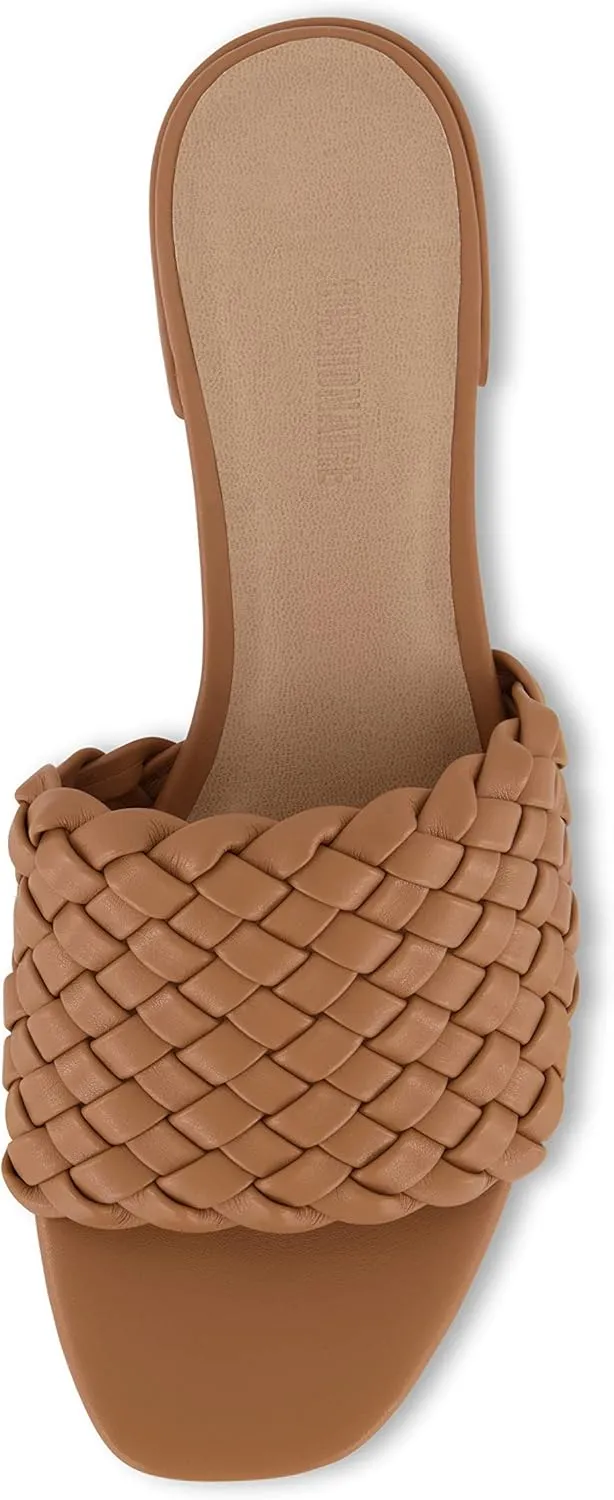 CUSHIONAIRE Women's Nerida woven low block heel sandal  Memory Foam