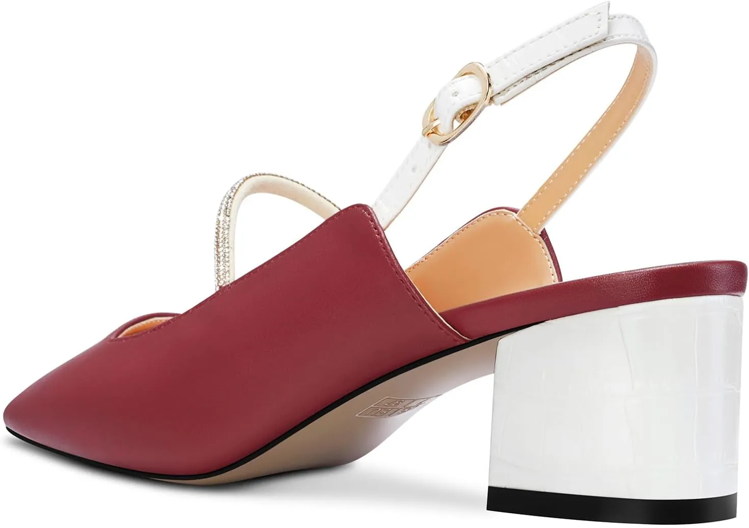 DearOnly Mid Block Heel Square Toe Slingback Ankle Strap Pumps Rhinestone Crystal Sexy Buckle Prom Shoes 2.0 Inches Heels