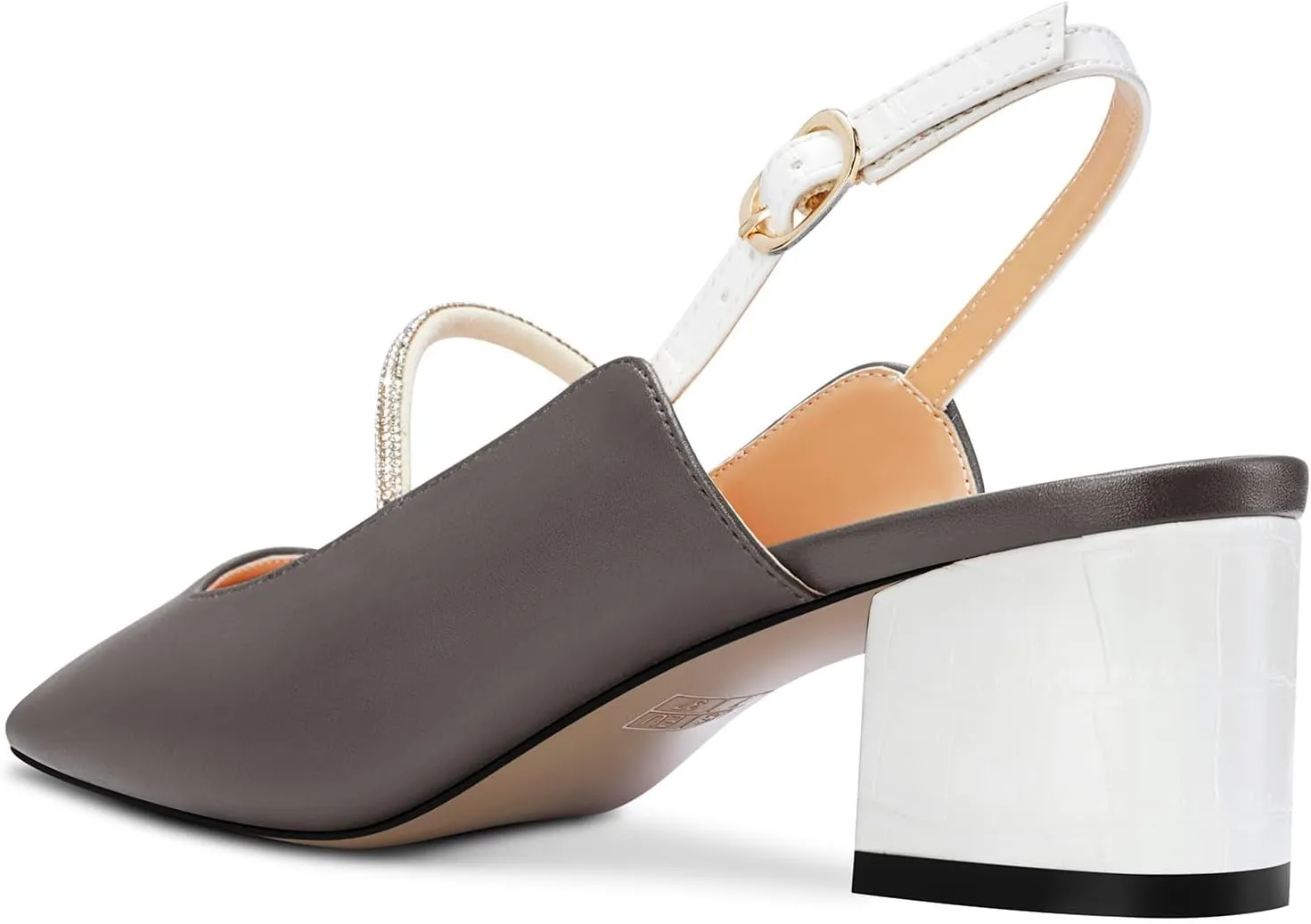 DearOnly Mid Block Heel Square Toe Slingback Ankle Strap Pumps Rhinestone Crystal Sexy Buckle Prom Shoes 2.0 Inches Heels