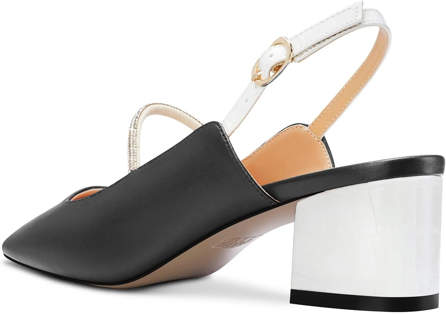 DearOnly Mid Block Heel Square Toe Slingback Ankle Strap Pumps Rhinestone Crystal Sexy Buckle Prom Shoes 2.0 Inches Heels