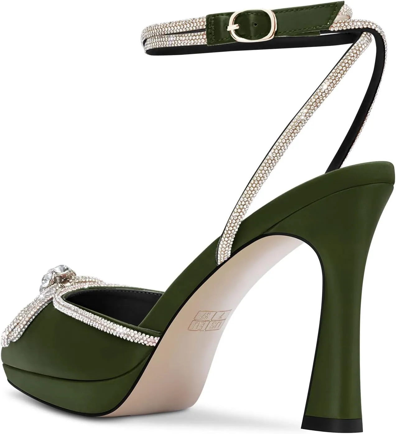 DearOnly Platform High Heel Pointed Toe Pumps Ankle Strap Rhinestone Crystal Bow-Knot Prom Dress Shoes