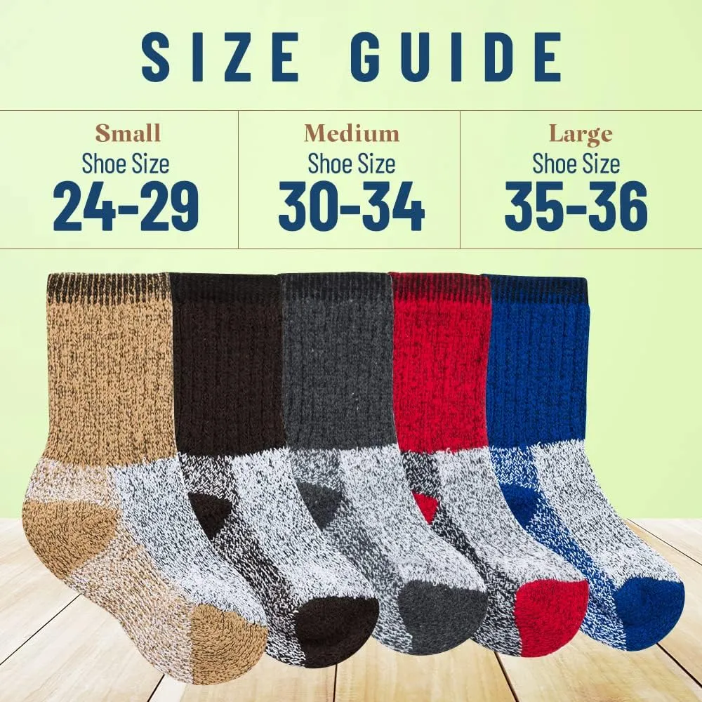 Debra Weitzner Kids Thermal Socks - Boys & Girls Warm Winter Boot Socks 2 Pack Insulated