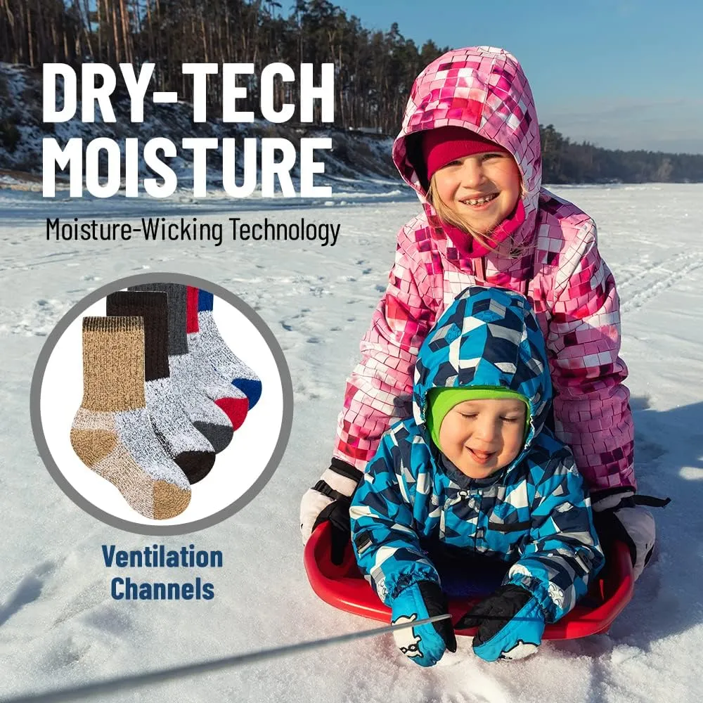 Debra Weitzner Kids Thermal Socks - Boys & Girls Warm Winter Boot Socks 2 Pack Insulated