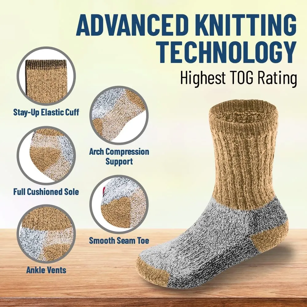 Debra Weitzner Kids Thermal Socks - Boys & Girls Warm Winter Boot Socks 2 Pack Insulated