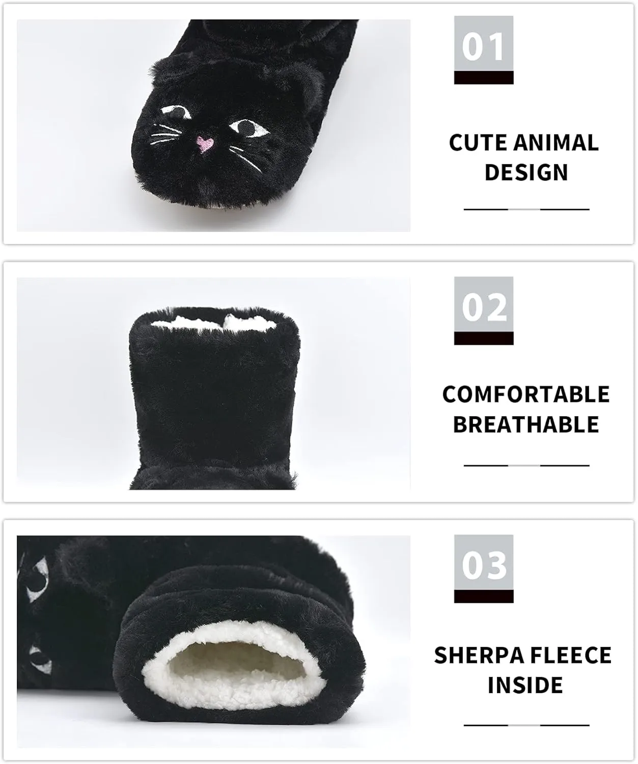 DICUIRD Animal Slipper Socks with Grippers for Women,Winter Cozy&Comfy Boot Slippers for Women