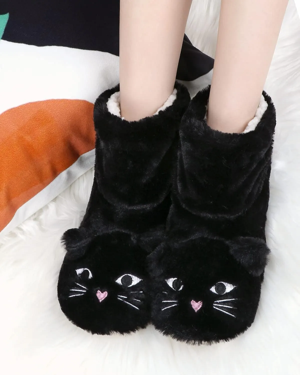 DICUIRD Animal Slipper Socks with Grippers for Women,Winter Cozy&Comfy Boot Slippers for Women