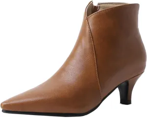 DINTAHA Pointed Toe Booties,Womens Dress Boots Low Heel,Kitten Heel Metallic Boots For Women