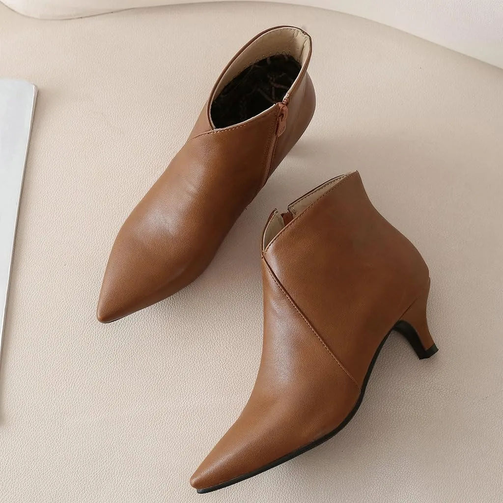 DINTAHA Pointed Toe Booties,Womens Dress Boots Low Heel,Kitten Heel Metallic Boots For Women