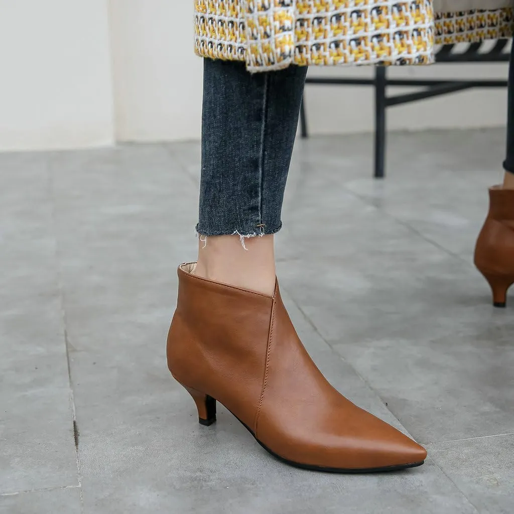 DINTAHA Pointed Toe Booties,Womens Dress Boots Low Heel,Kitten Heel Metallic Boots For Women