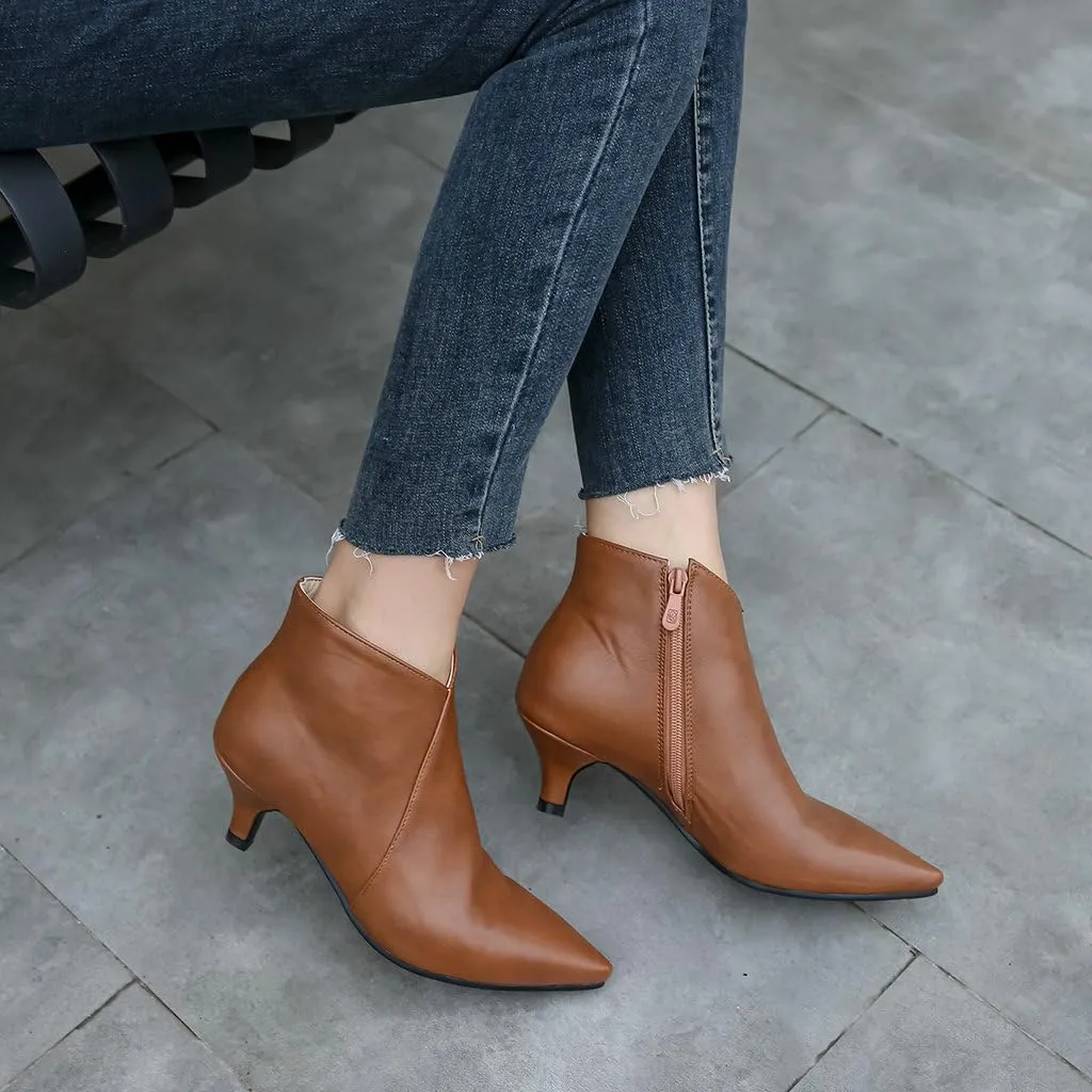 DINTAHA Pointed Toe Booties,Womens Dress Boots Low Heel,Kitten Heel Metallic Boots For Women
