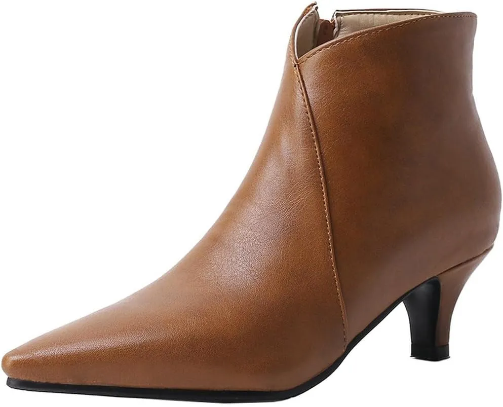 DINTAHA Pointed Toe Booties,Womens Dress Boots Low Heel,Kitten Heel Metallic Boots For Women