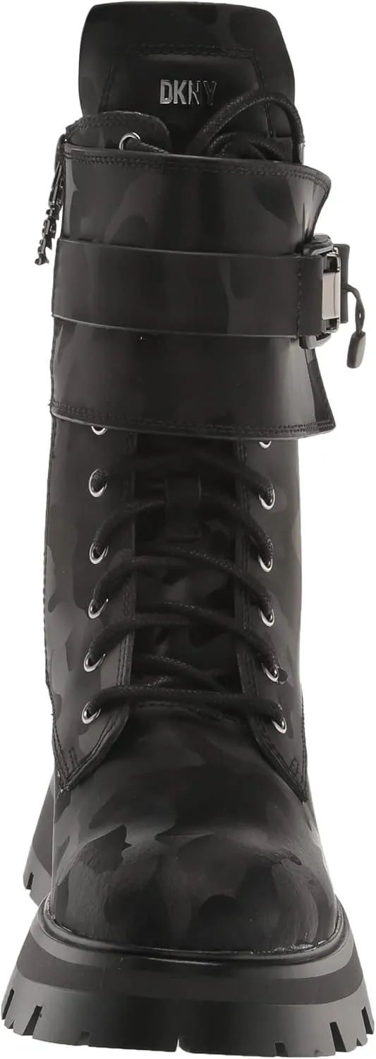 DKNY Women's Sava Lace Up Buckled Combat Boot Fashion