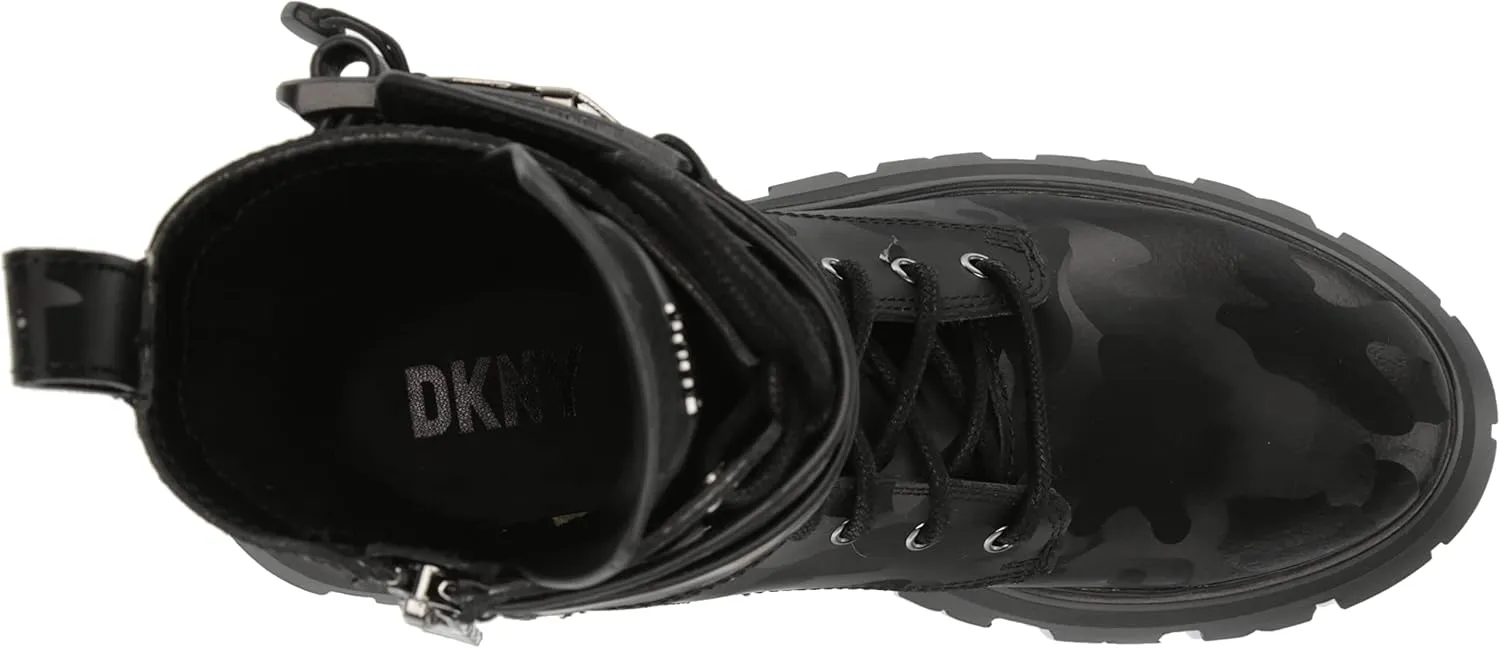 DKNY Women's Sava Lace Up Buckled Combat Boot Fashion
