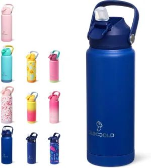 DLOCCOLD 18oz Kids Insulated Water Bottle with Leak Proof Straw Lid, Stainless Steel Water Bottle with Handle & Silicone Boot, Reusable Tumbler for School, Travel, BPA Free, Gift for Boy, Girl