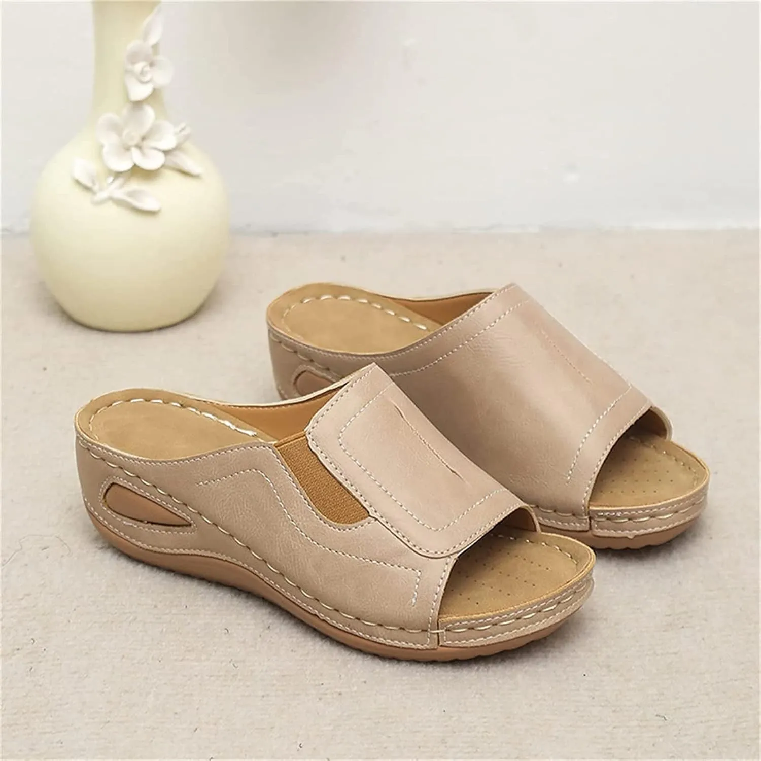 DOIX Womens Garden Loafer Sandals Comfortable Slip on Slides Slippers Clogs Mules with Arch Support Summer Casual Wedge Platform Sandals Non Slip Beach Walking Shoes