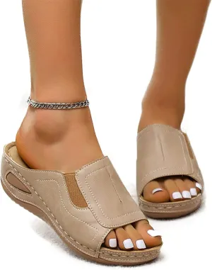 DOIX Womens Garden Loafer Sandals Comfortable Slip on Slides Slippers Clogs Mules with Arch Support Summer Casual Wedge Platform Sandals Non Slip Beach Walking Shoes