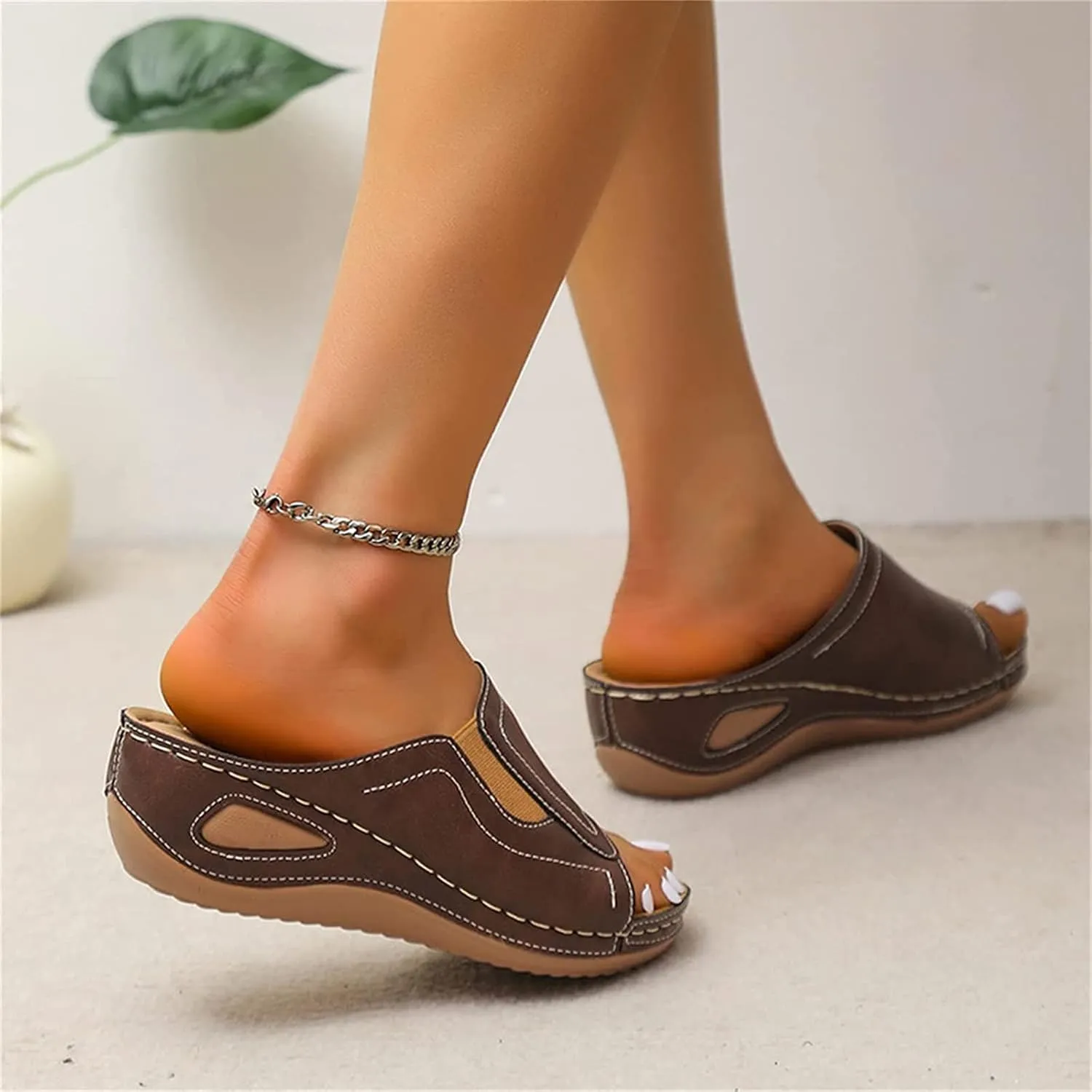DOIX Womens Garden Loafer Sandals Comfortable Slip on Slides Slippers Clogs Mules with Arch Support Summer Casual Wedge Platform Sandals Non Slip Beach Walking Shoes