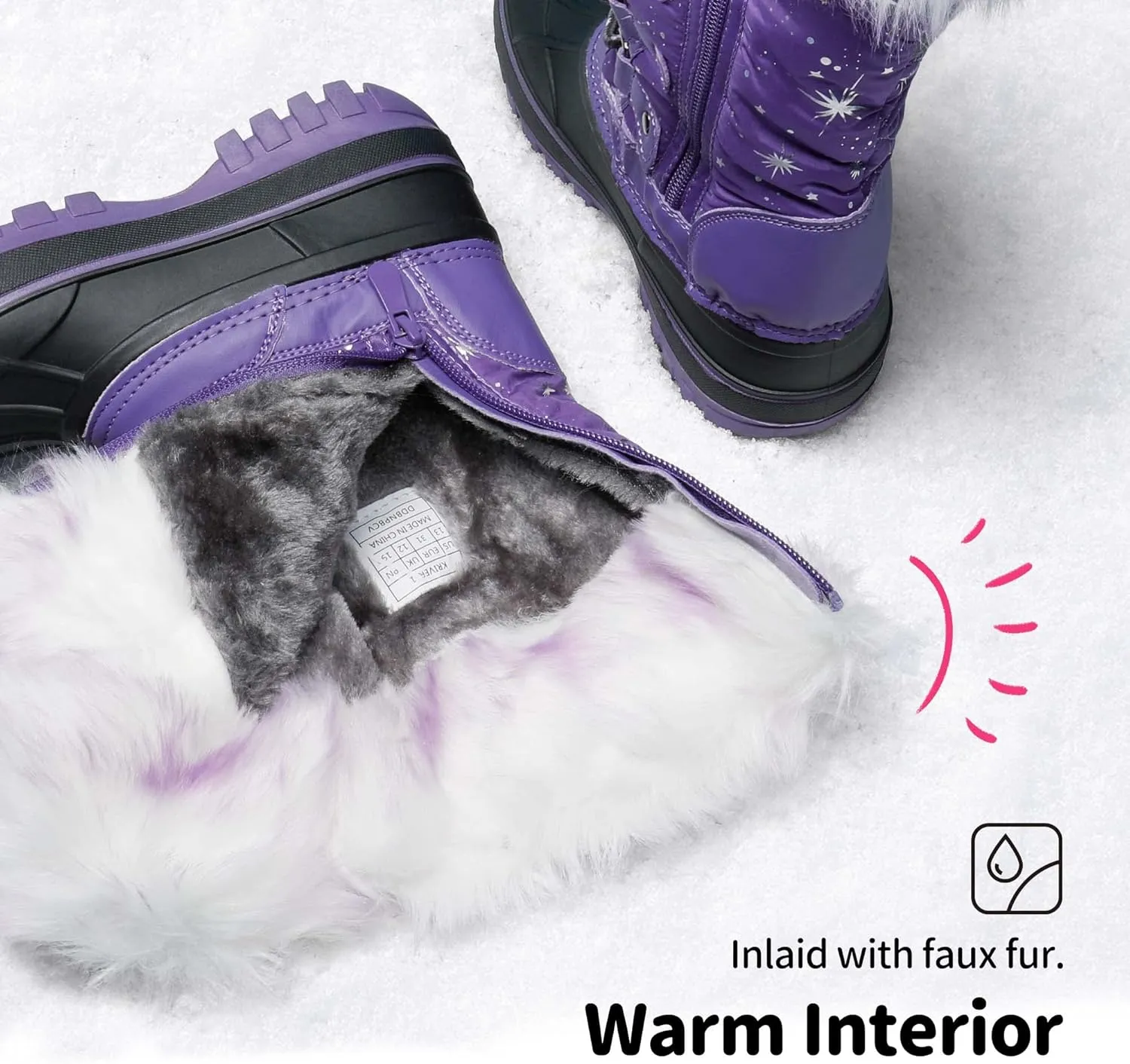 DREAM PAIRS Boys Girls Snow Boots Water-Resistant Outdoor Warm Cozy Anti-Slip Mid Calf Faux Fur Lining Insulated Winter Shoes for Little/Big Kids
