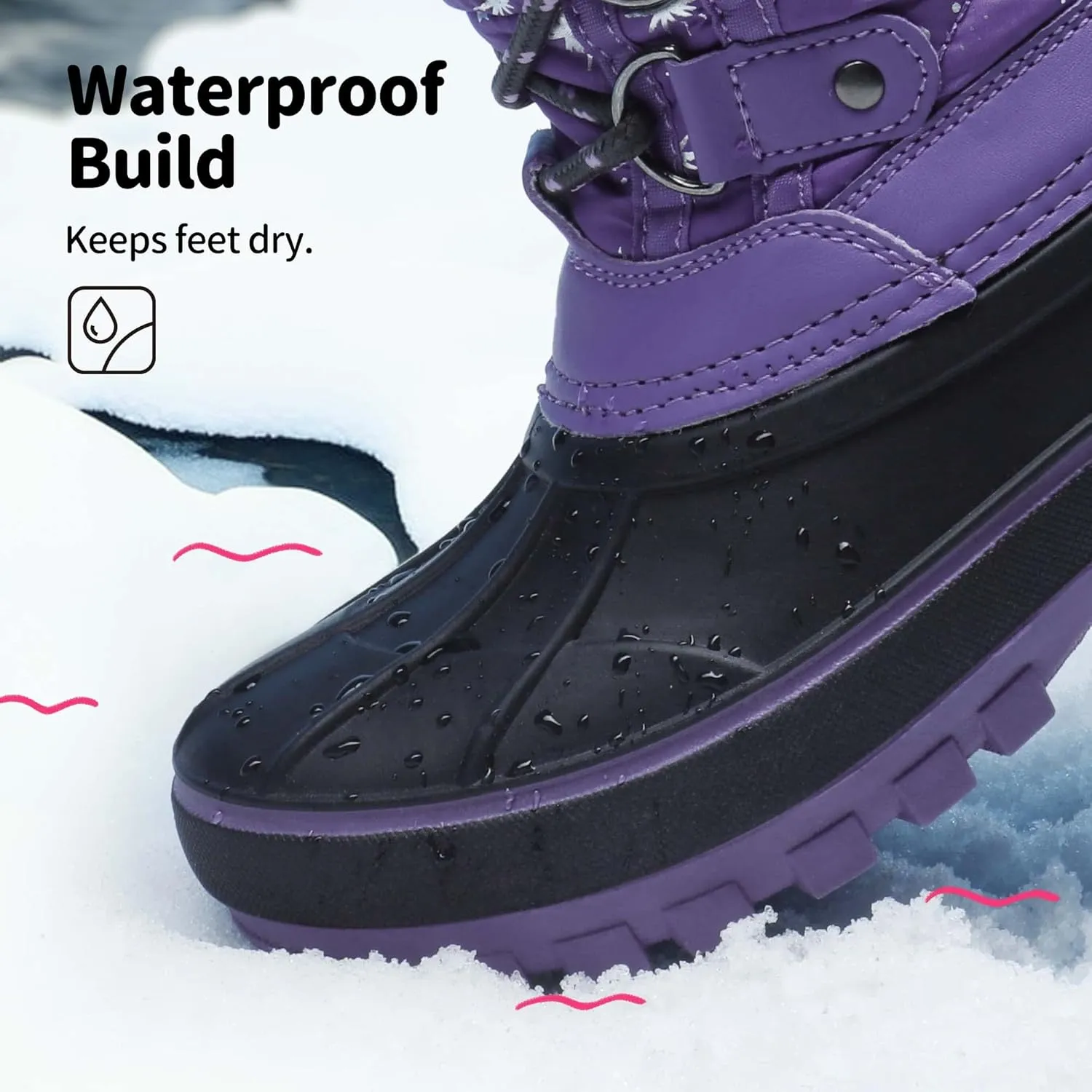 DREAM PAIRS Boys Girls Snow Boots Water-Resistant Outdoor Warm Cozy Anti-Slip Mid Calf Faux Fur Lining Insulated Winter Shoes for Little/Big Kids