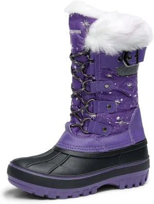 DREAM PAIRS Boys Girls Snow Boots Water-Resistant Outdoor Warm Cozy Anti-Slip Mid Calf Faux Fur Lining Insulated Winter Shoes for Little/Big Kids
