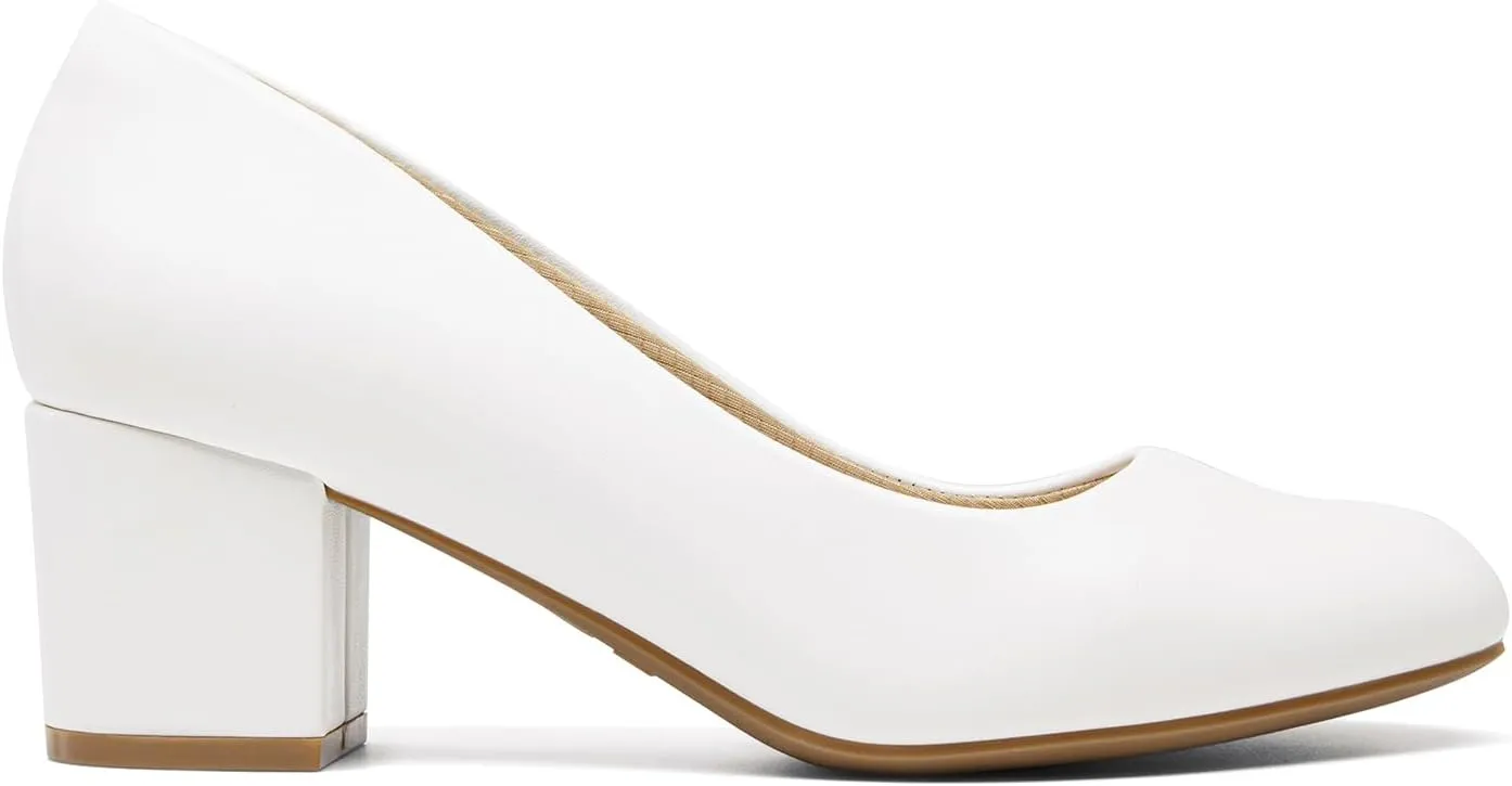 DREAM PAIRS Women's Pumps Low Chunky Block Heel Dress Shoes Closed Round Toe Comfortable Heels