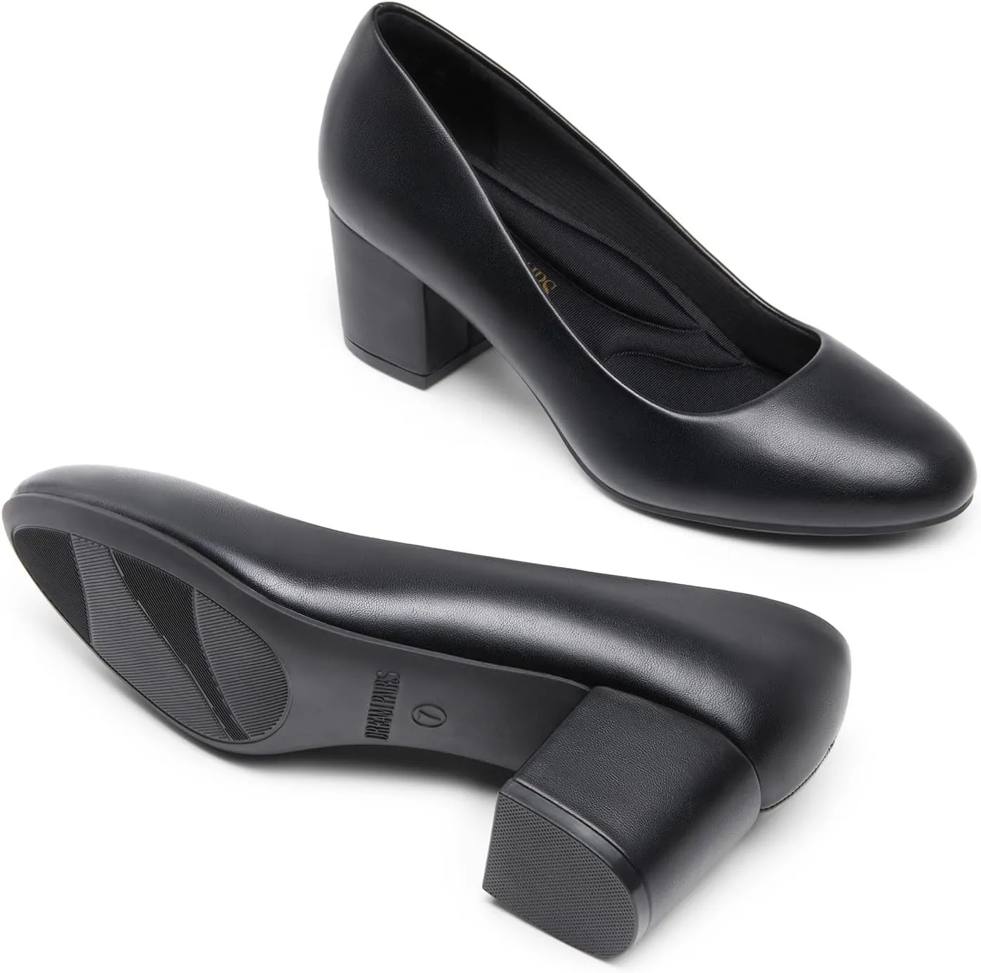 DREAM PAIRS Women's Pumps Low Chunky Block Heel Dress Shoes Closed Round Toe Comfortable Heels