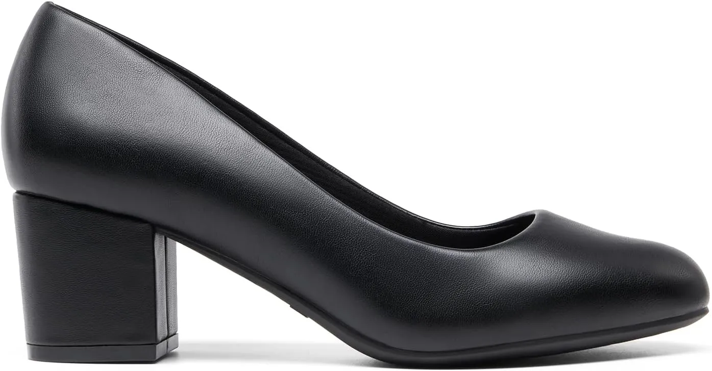 DREAM PAIRS Women's Pumps Low Chunky Block Heel Dress Shoes Closed Round Toe Comfortable Heels