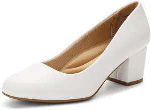 DREAM PAIRS Women's Pumps Low Chunky Block Heel Dress Shoes Closed Round Toe Comfortable Heels