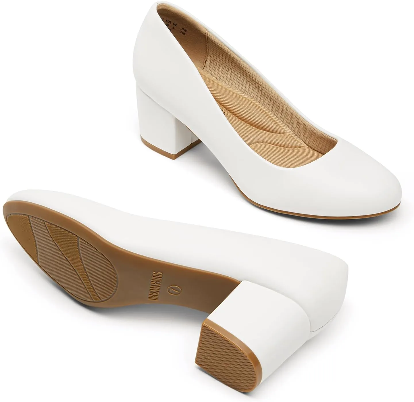 DREAM PAIRS Women's Pumps Low Chunky Block Heel Dress Shoes Closed Round Toe Comfortable Heels