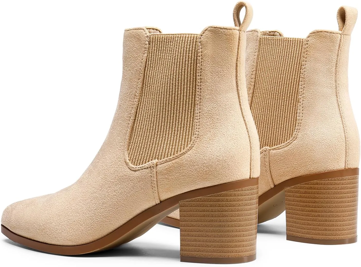 DREAM PAIRS Women's Retro Elastic Chelsea Ankle Boots Fashion Low Chunky Block Heel Pointed Toe Fall Heeled Booties Shoes