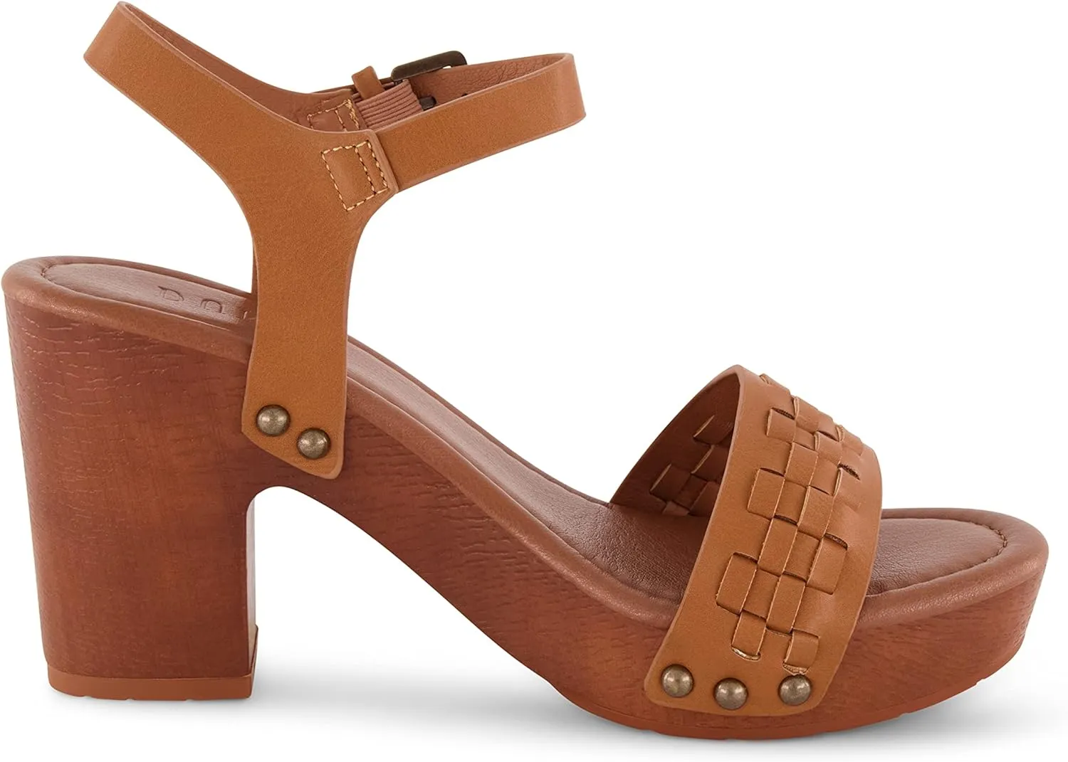 Dunes Women's Sealy Faux Wood Woven Heel Sandal  Comfort Foam & LiteSole Technology, Wide Widths Available