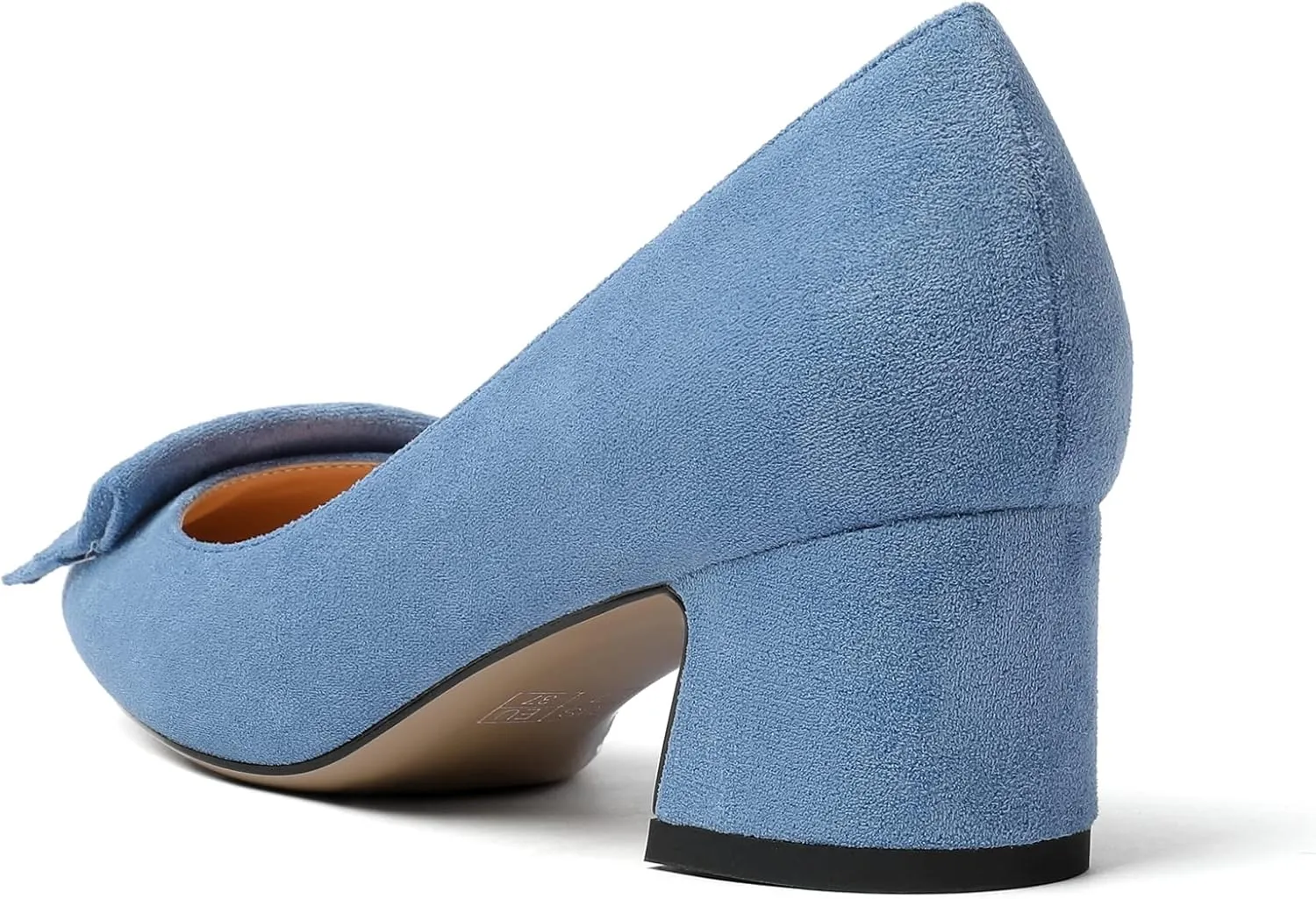 Eldof Block Heels Pumps for Women Pointed Toe Slip on Low Chunky Heeled Bow Heels Classic Low Heel Dress Shoes for Office Wedding Work Evening 2 Inches