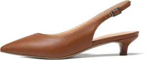 Eldof Women's Slingback Kitten Heel Pumps, 1.4" Pointed Toe Office Low Heel Comfortable Pumps for Office