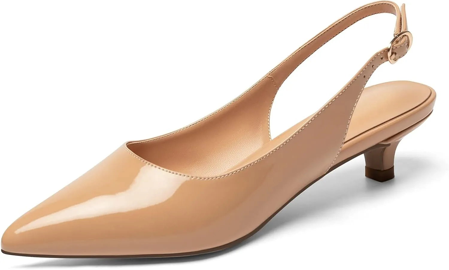 Eldof Women's Slingback Kitten Heel Pumps, 1.4" Pointed Toe Office Low Heel Comfortable Pumps for Office