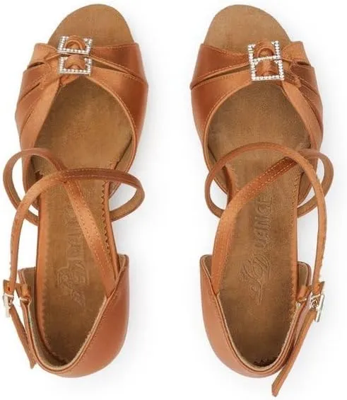 Elegant Girl's Ballroom Dance Shoes Latin Shoes Children Waltz Jazz Tango Practice, Satin, Tan, #609, C10-4.5