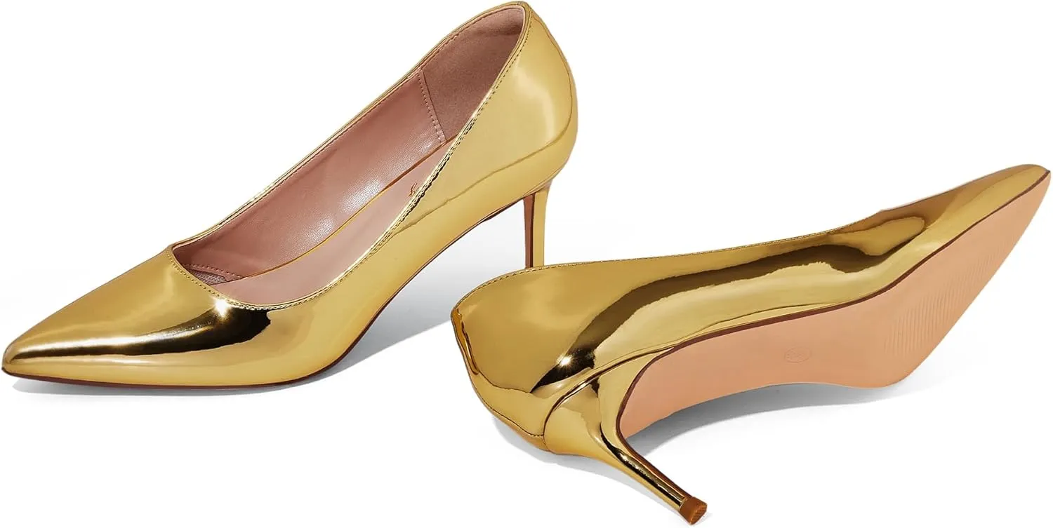 Elisabet Tang Kitten Heel Low Pumps 2.4 Inch Closed Pointed Toe Short Sexy Comfort Women Dressy Shoe at Work Office Date Prom Party Wedding Church