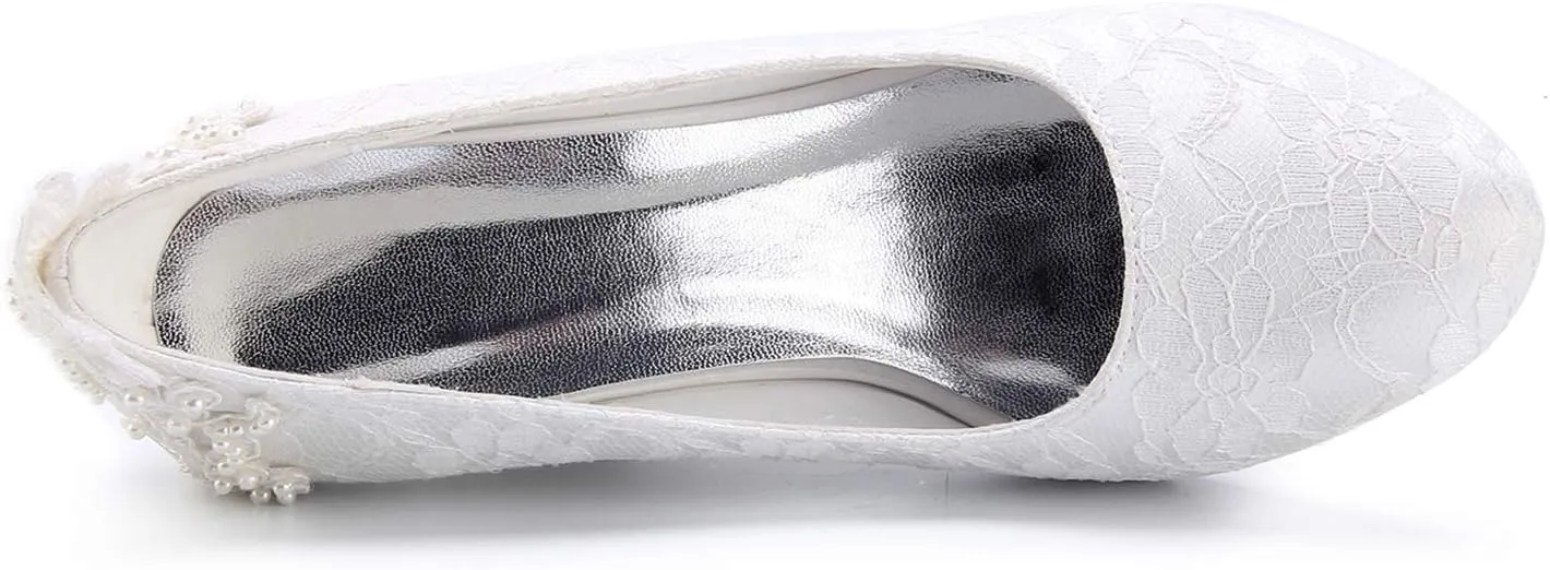 Emily Bridal Women's Silk Like Satin Wedge Heel Wedges Crystal