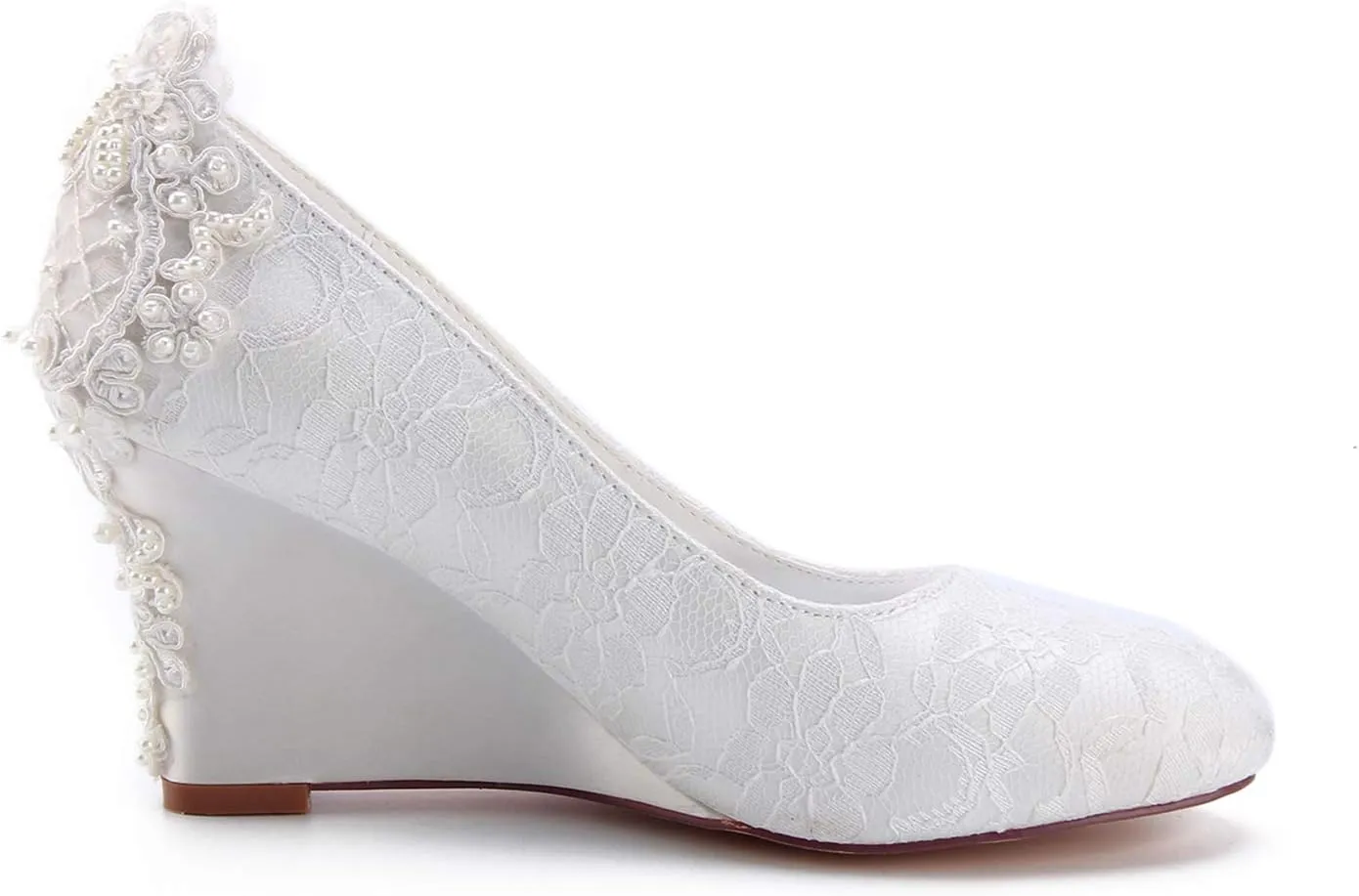 Emily Bridal Women's Silk Like Satin Wedge Heel Wedges Crystal