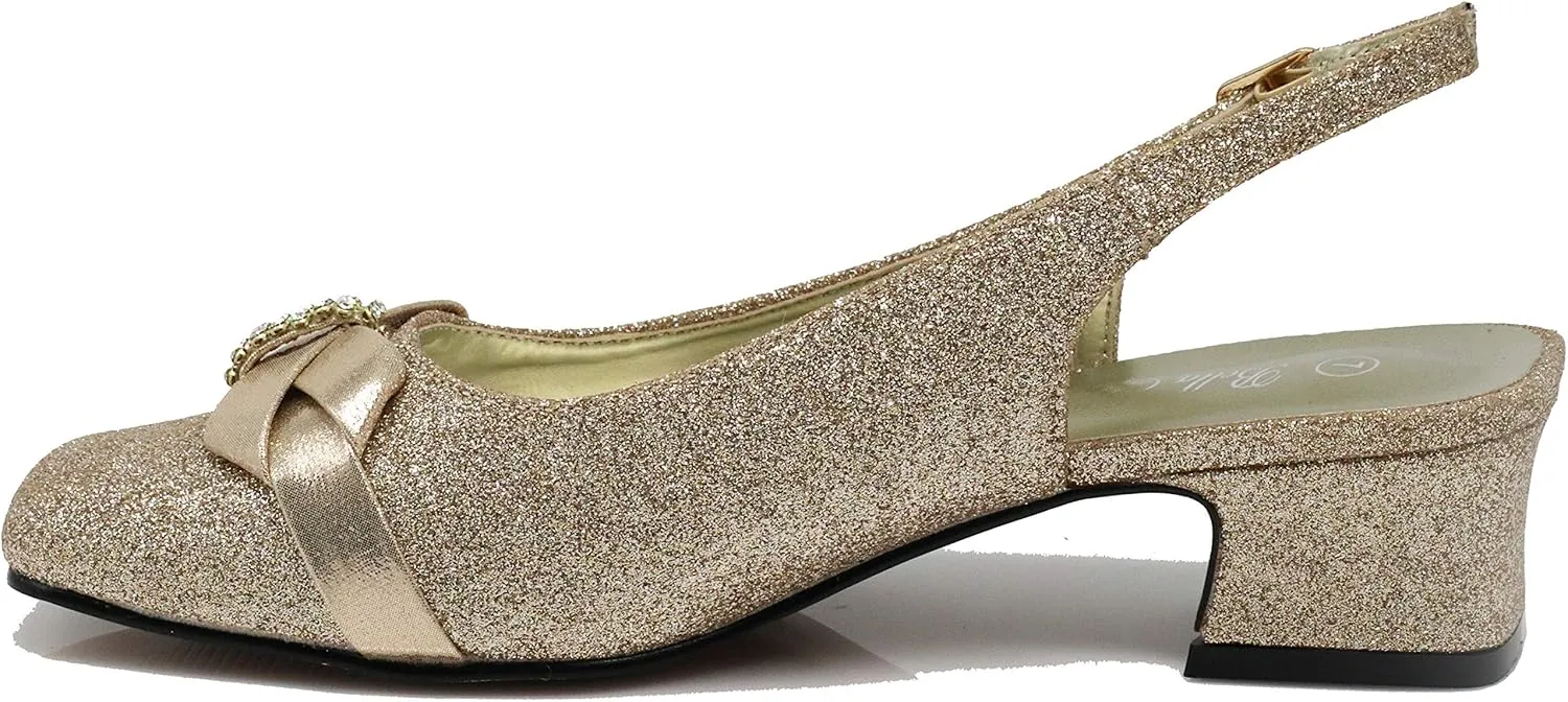 Enzo Romeo Antica02 Women's Wide Width Sling Back Low Heeled Pumps Sandals Shoes