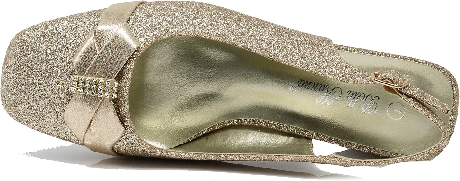 Enzo Romeo Antica02 Women's Wide Width Sling Back Low Heeled Pumps Sandals Shoes