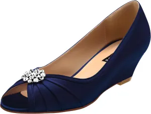 ERIJUNOR Women Comfortable Low Heel Wedges Peep Toe Wedding Shoes