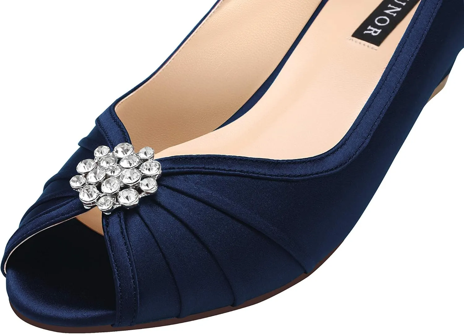 ERIJUNOR Women Comfortable Low Heel Wedges Peep Toe Wedding Shoes
