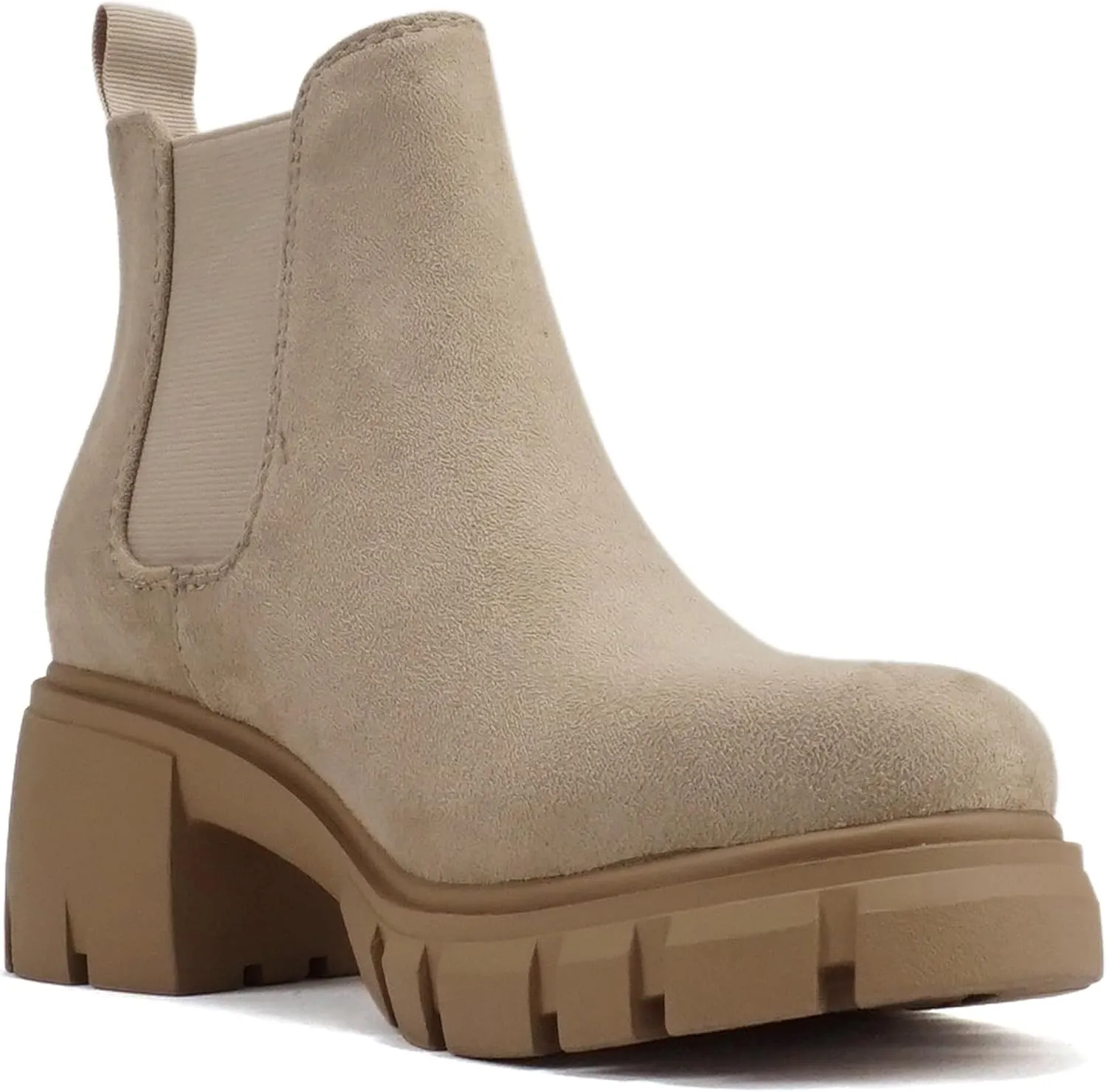 Everly - Women's Top Lug Sole Mid-Heel Chelsea Fashion Ankle Booties