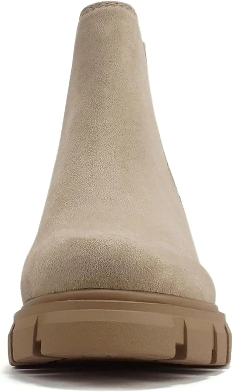 Everly - Women's Top Lug Sole Mid-Heel Chelsea Fashion Ankle Booties