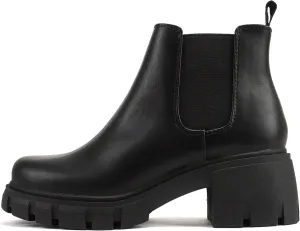 Everly - Women's Top Lug Sole Mid-Heel Chelsea Fashion Ankle Booties