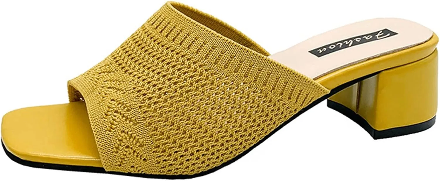 Fashion Slides Slippers for Summer Spring And Summer Mid Heel Women Sandals And Slippers Flying Woven Breathable Fashion