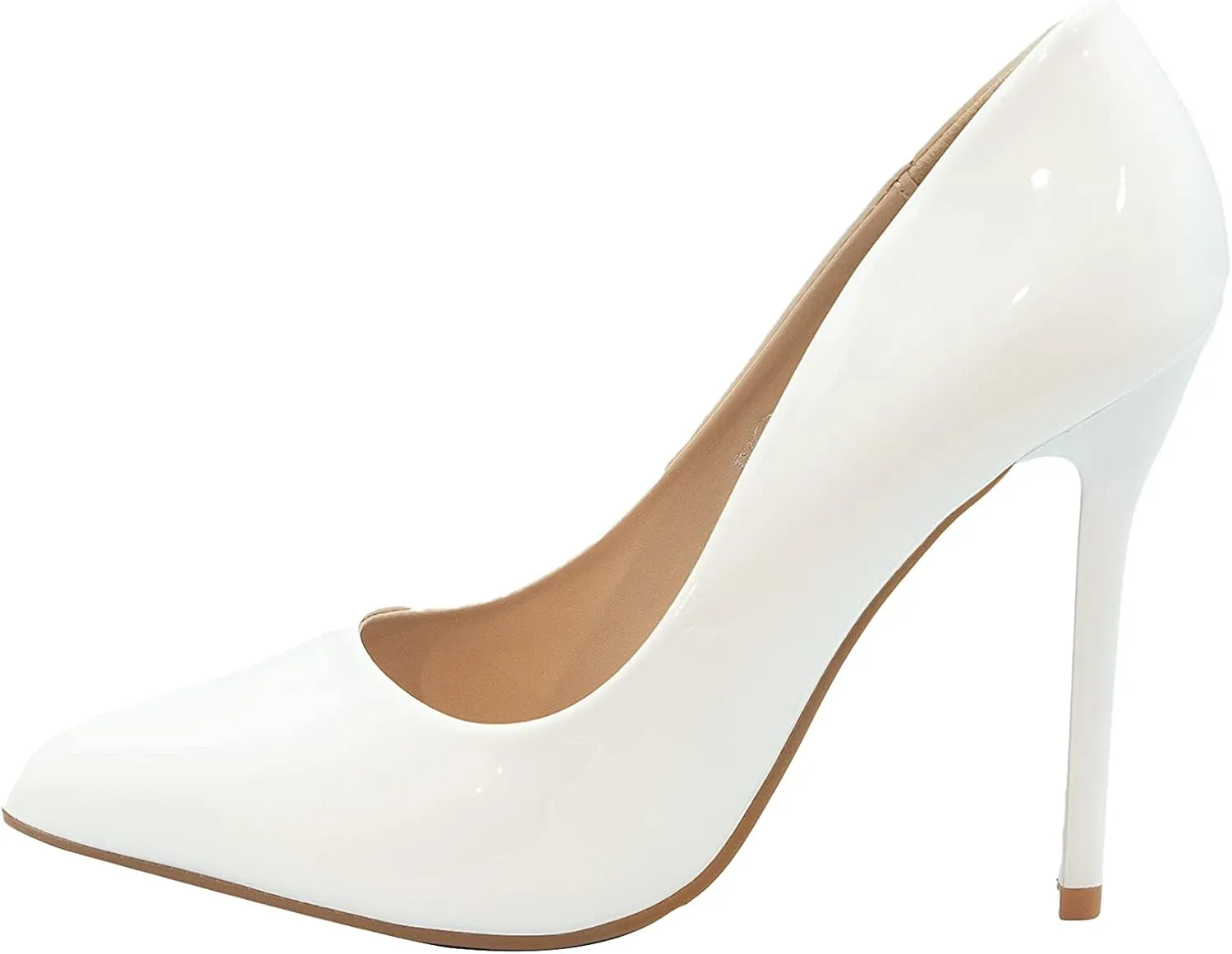 Fashion Thirsty Womens Studded High Heels Sexy Party Court Shoes Stiletto Sandals Size 6 White Patent