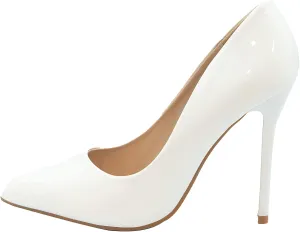 Fashion Thirsty Womens Studded High Heels Sexy Party Court Shoes Stiletto Sandals Size 6 White Patent